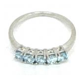 (LG) Sterling Silver and Blue Topaz Cluster Ring