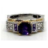 (LG) Sterling Silver Amethyst M. Valitutti Square