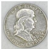 (RB) Silver 1963 D Franklin Half Dollar Coin