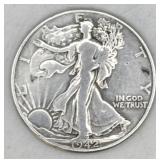 (RB) Silver 1942 Walking Liberty Half Dollar Coin