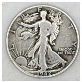 (RB)Silver 1942 D Walking Liberty Half Dollar Coin