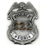 Obsolete Peoria Illinois Police Shield Badge #222