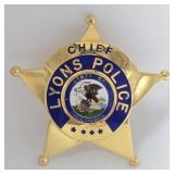 Obsolete Blackinton Lyons Illinois Police Chief 5-