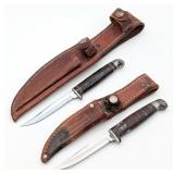 (2) Case XX Stacked Leather Small Fixed Blade Kniv