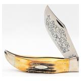 1977 Case XX Blue Scroll Stag Large Clasp Knife 51