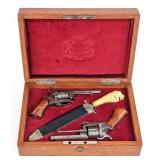 Antique Case Set of Belgian 7mm Pinfire Revolvers