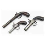 (3) Antique Unmarked Percussion Pistols