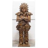 7ft Teak Wood Native American Chief Sculpture