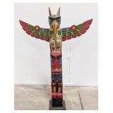 3.5ft Native American Carved Wood Totem Pole