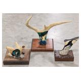 (3) Carved Antlers on Plaque Displays