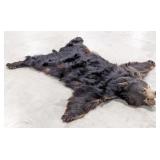 Vtg Black Bear Hide Rug 4.5ft x 5.5ft