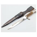 WWII German Eickhorn Stag Dress Bayonet w/ Scabbar
