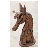Teak Wood Horse Bust Sculpture