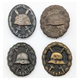 (4) WWI German Wound Badges
