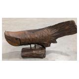 3ft Carved Wood Arowana Fish Sculpture