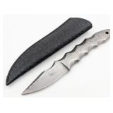 Custom William One Piece Solid Damascus Knife w/ S