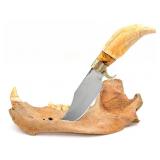 Kerr Custom Knives Valade Engraved Fossilized Toot