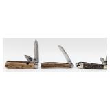 (3) Antique Stag & Jigged Bone Jack Knives