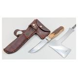 Antique Ka-bar Hunting Knife Hatchet Changer Set w