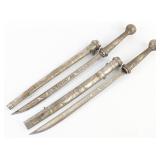 Antique Pair of Burmese Dha Short Swords w/ Scabba