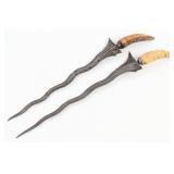 Antique Pair of Javanese Damascus Kris Daggers