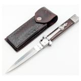 Samir 11in Smooth Wood Switchblade Knife w/ Sheath