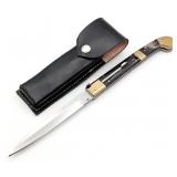 13in Horn Handle Switchblade Knife w/ Sheath
