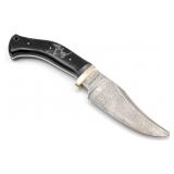 Charlston LTD Damascus Scrimshaw Horn Skinner