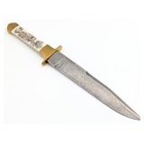 Charlton LTD Damascus Scrimshaw Exotic Bone Bowie