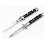 (2) Vtg Synth Black Switchblade Knives