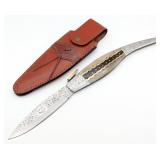 Ornate Unmarked 18in Horn Handle Lever Lock Foldin