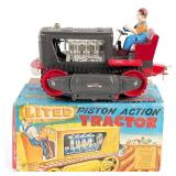 Japan Tin Battery Op. Lighted Piston Action Tracto