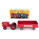Japan Tin Friction tractor with Cargo Trailer in B