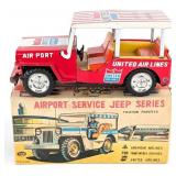 Taiyo Japan Tin Friction Airport Service Jeep w/ B