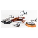 Lot of 4 Mounted Hood Ornament Radiator Cap Mascot