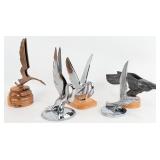 Group Of 5 Bird Hood Ornaments / Radiator Cap Masc