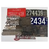 Early License Plates, Brass Vehicle Plates, and Ca