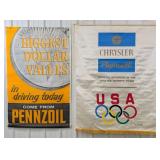 2 Vintage Advertising Banners / Chrysler Plymouth