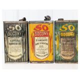 (3) Early SOCONY Standard Oil New York One Quart C