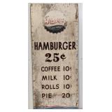 6ft Early SSW Pepsi-Cola Menu Sign / Hamburger 25ï¿½
