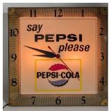 Vintage Pepsi-Cola Lighted Advertising Clock by Ad