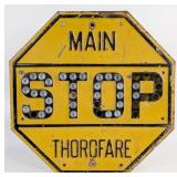 Vintage Embossed Main Thorofare Stop Sign w/ Glass