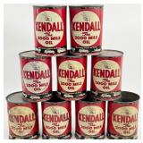 Lot Of 9 Vintage Kendall Motor Oil One Quart Metal