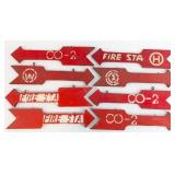 8) Vintage 2-Sided Wood Fire Station Arrow Signs
