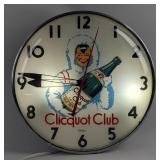 Clicquot Club Lighted Glass Adv Clock By Telechron