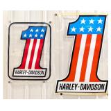 (2) Original 1974 Harley-Davidson No.1 Window Sign