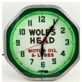 Vintage Wolfï¿½s Head Motor Oil Neon Advertising Clo