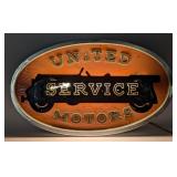 United Service Motors w/ Logo Lighted Masonite Sig