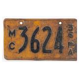 Original 1936 Pennsylvania Motorcycle License Plat