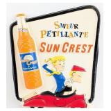 Vintage French Sun Crest Soda Pop Advertising Plas